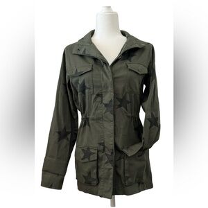 Olive Green Star-Patterned Women's Jacket